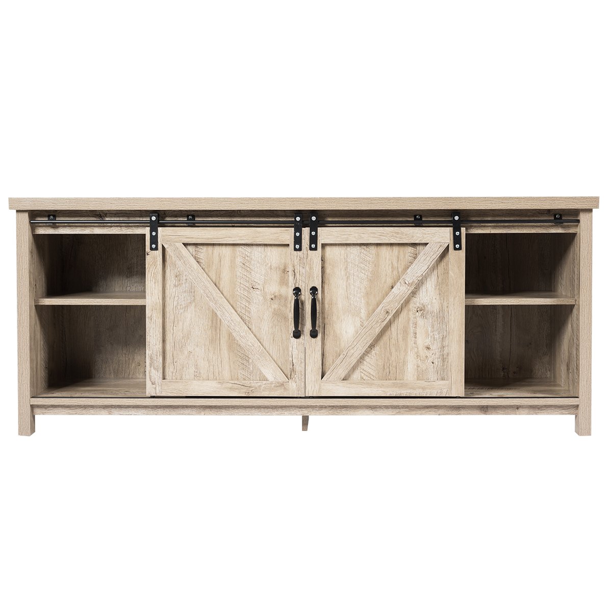 Modern TV Cabinet for 60-Inch TV Wooden Media Storage Shelves-Grey