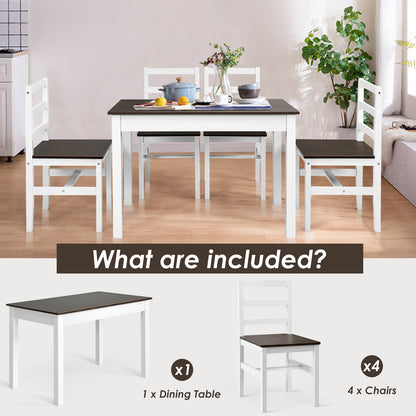 Modern Table and Chairs Set with Solid Pine Wood Legs for Dining Room