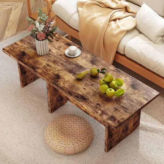 Modular Coffee Table Set of 2 L Shaped Center Tables for Small Space-Rustic Brown