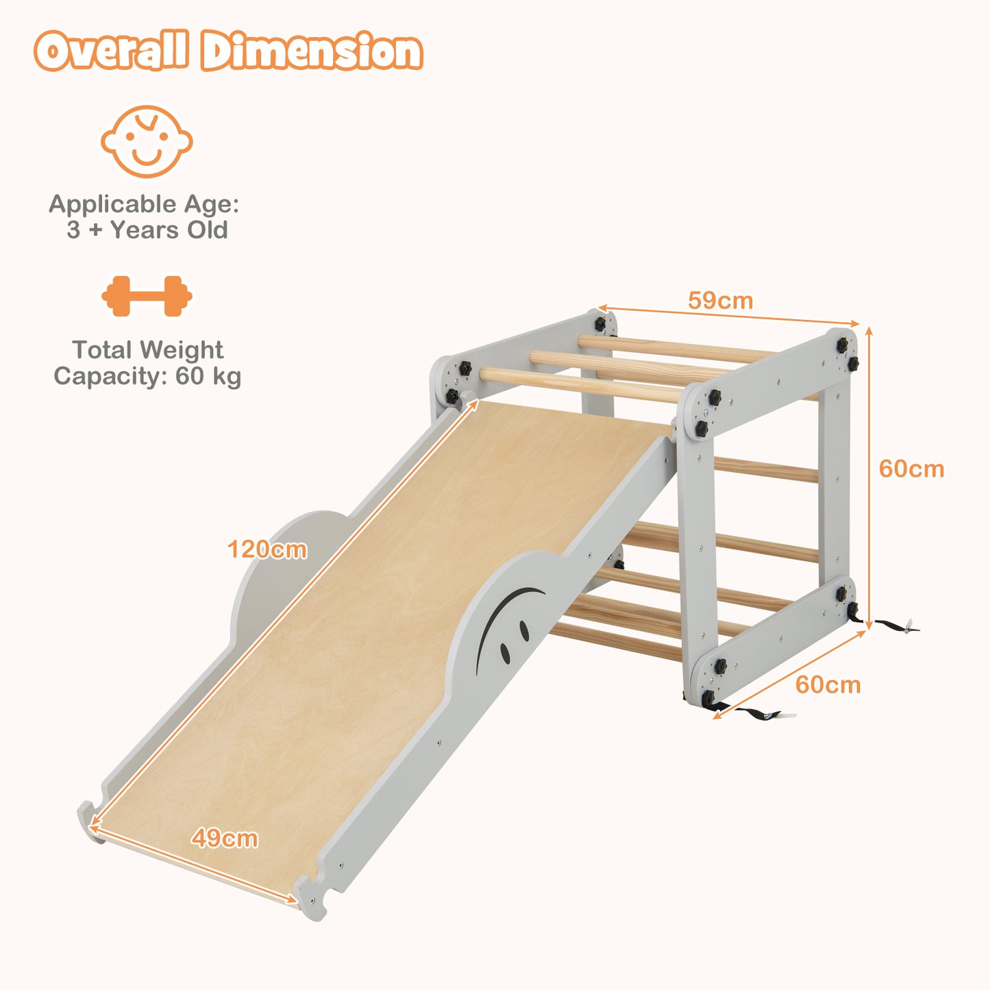 Montessori Climbing Set for Toddlers Foldable with Fun Seesaw-Grey