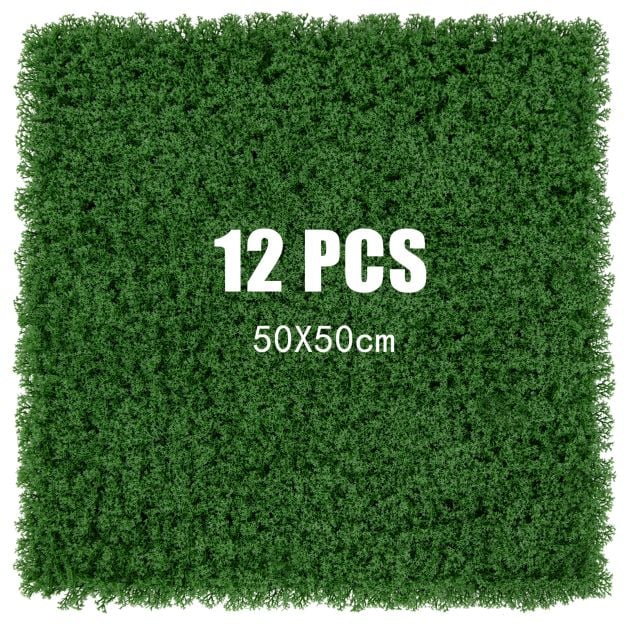 12 Pieces 20 x 20 inches Artificial Grass Wall Panels for Garden Yard Balcony-Green
