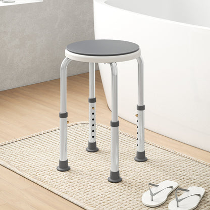 HOMCOM 360 Swivel Shower Chair, Height Adjustable Aluminium Shower Stool with Non-Slip Feet for Disabled, Elderly, Grey