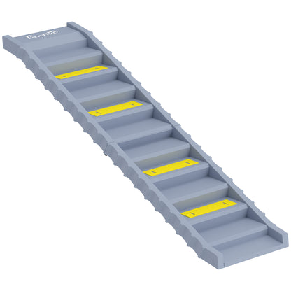 PawHut Dog Car Ramp with Anti-Slip Steps, 10-Steps Pet Stairs for Pets to Access Cars and High Beds, Grey