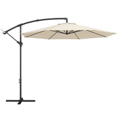 Outsunny 3 m Overhanging Cantilever Parasol, with Cross Base - Cream White