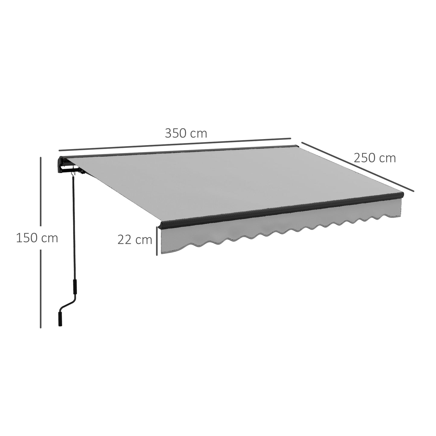 Outsunny 2.5 x 3.5m Aluminium Frame Electric Awning, with Remote - Light Grey