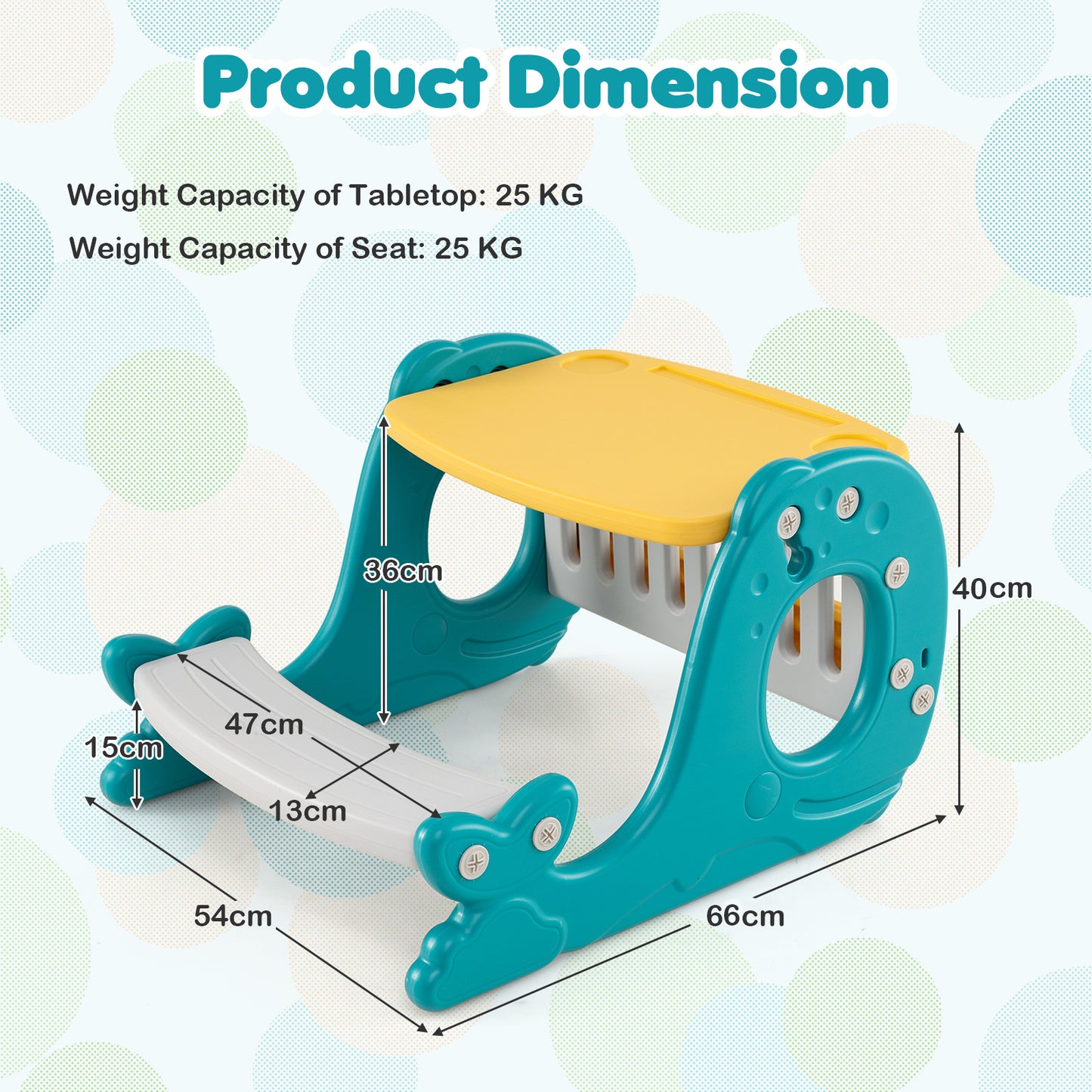 Multi-functional Convertible Kids Activity Table Set-Yellow