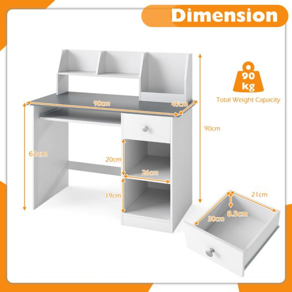 Multifunctional Student Desk and Height Adjustable Swivel Desk Chair