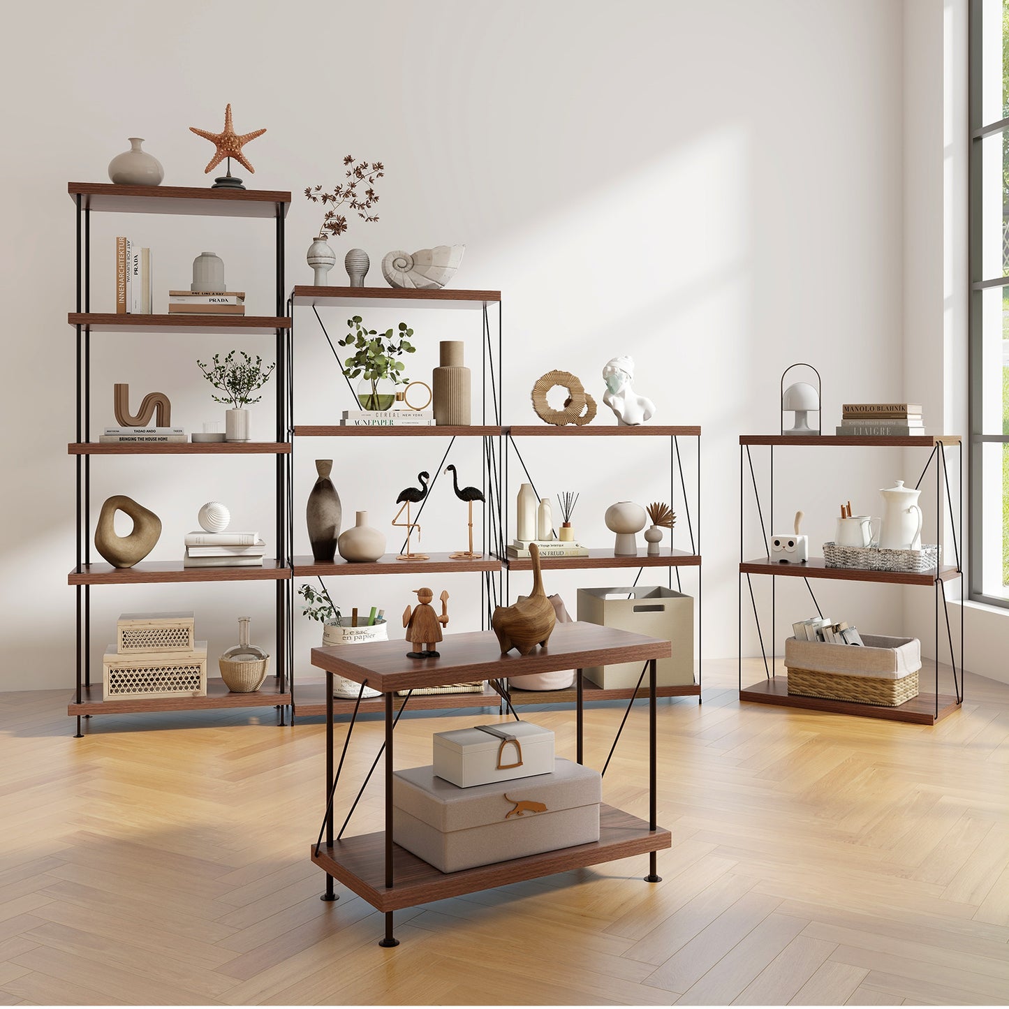 2/3/4/5-Tier Multipurpose Display Rack with Metal Frame-4-Tier