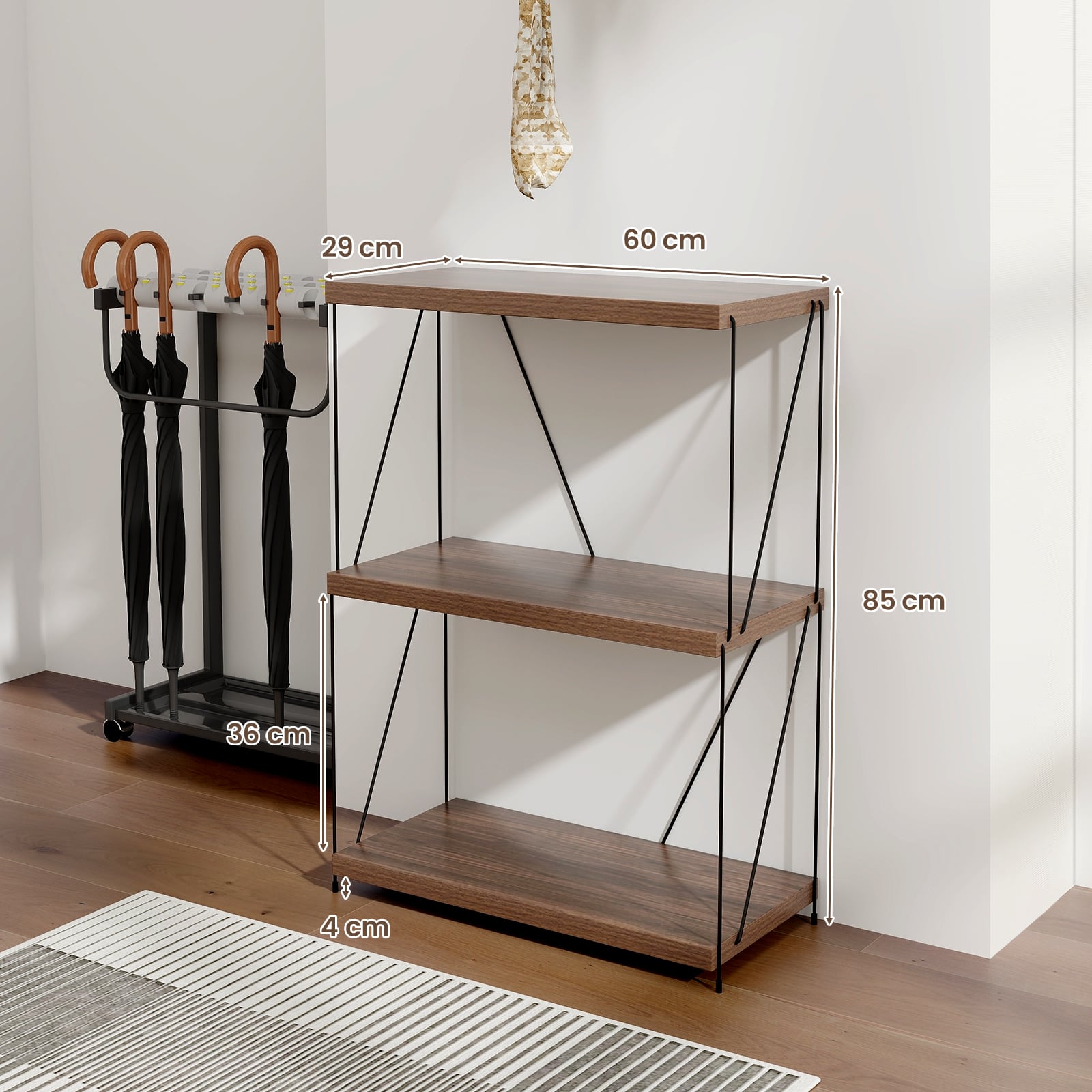 2/3/4/5-Tier Multipurpose Display Rack with Metal Frame for Living Room Home Office-3-tier