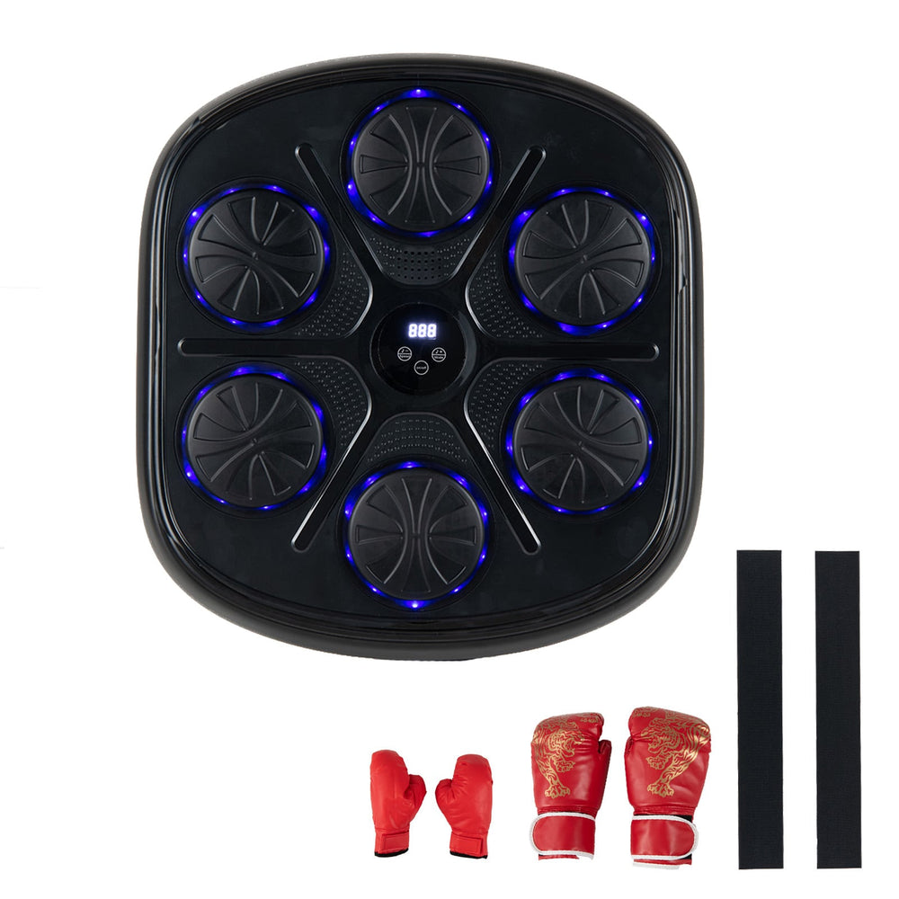 Music Boxing Machine with Gloves and LED Light Targets and Punch Counter