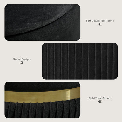 HOMCOM Velvet-Feel Storage Ottoman - Black