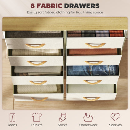HOMCOM Chest of Eight Fabric Drawers - Beige