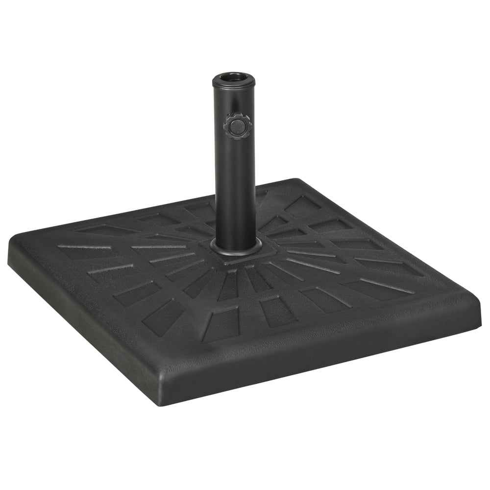 Outsunny 19kg Resin Garden Parasol Base Holder, Square Outdoor Market Umbrella Stand Weight for Poles of Î¦32mm, Î¦38mm, and Î¦48mm, Black