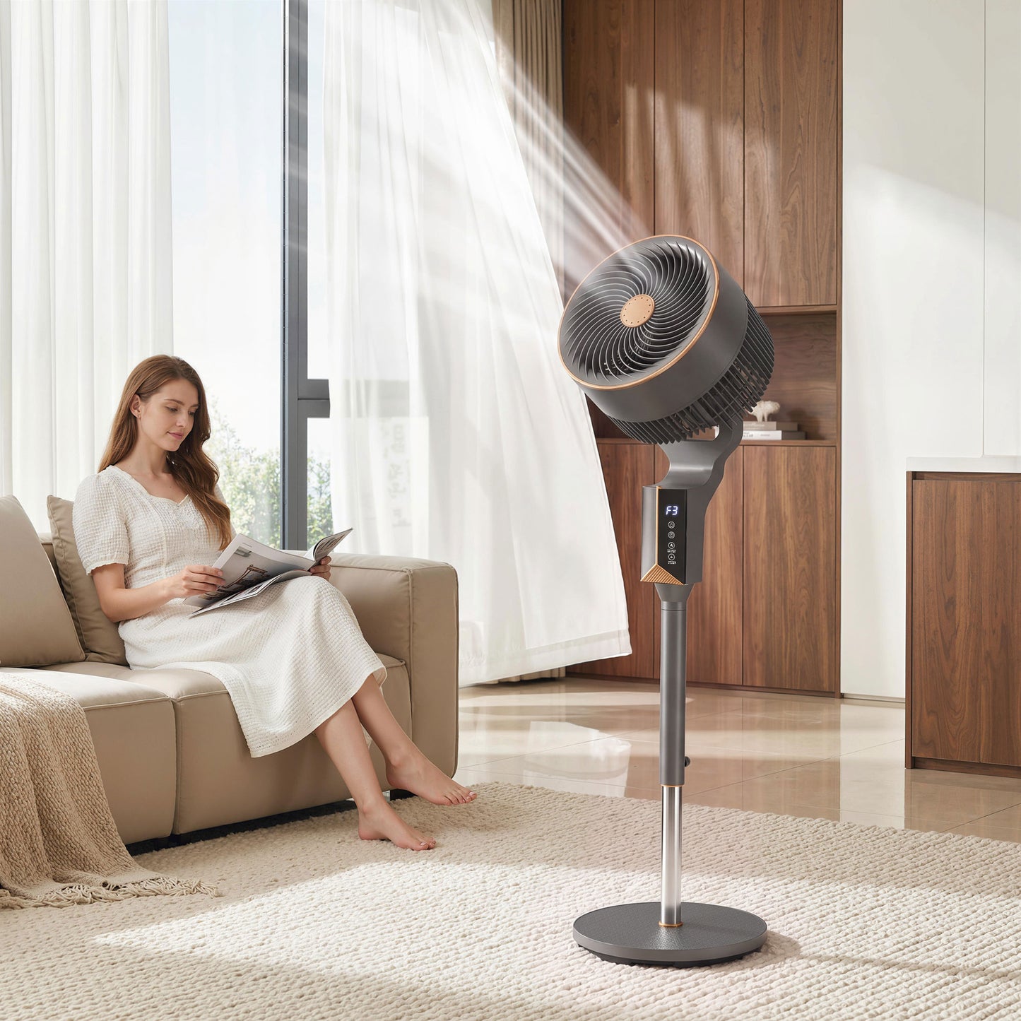 HOMCOM 20 dB Silent Standing Fan for Bedroom, 46" Pedestal Fan with Remote, 85° Oscillating, 8 Speeds