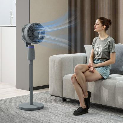 HOMCOM Pedestal Air Circulation Fan with Oscillating, Light Off, Grey