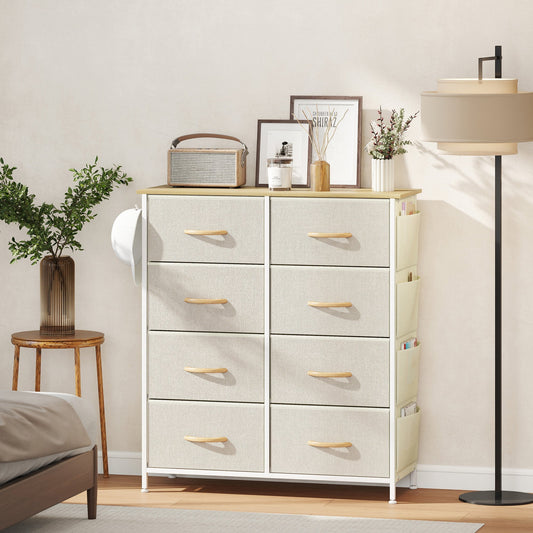HOMCOM Chest of Eight Fabric Drawers - Beige