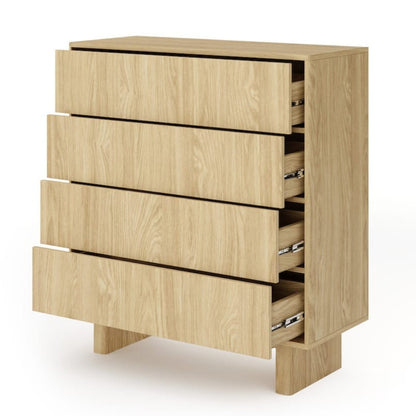 Wooden dresser with three drawers on a white background