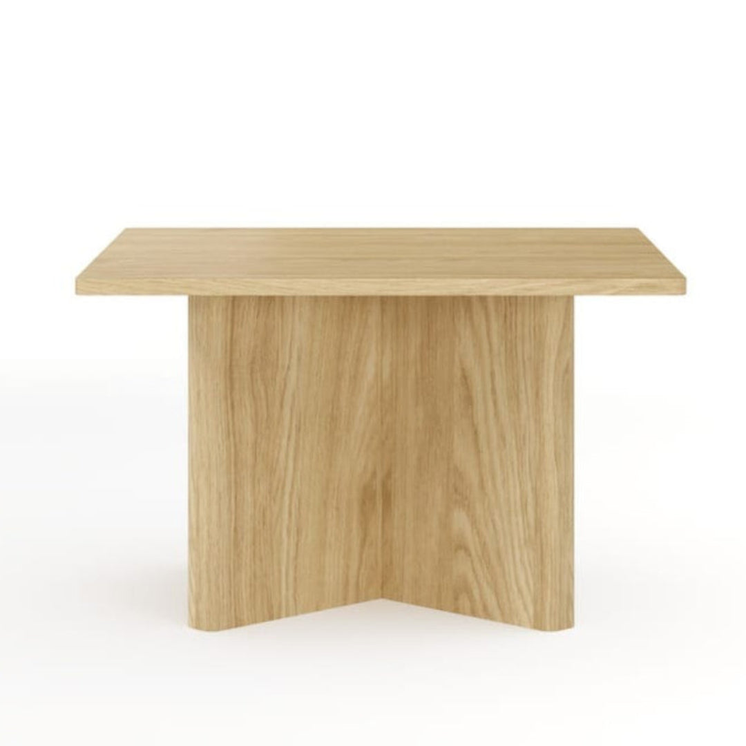 Wooden side table on a white background