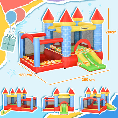 Outsunny Kids Bounce Castle Inflatable Trampoline Slide Pool Basket for Kids Age 3-10, 3 x 2.75 x 2.1m
