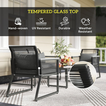 Outsunny 4 Pieces Rattan Garden Furniture Set - Charcoal Grey