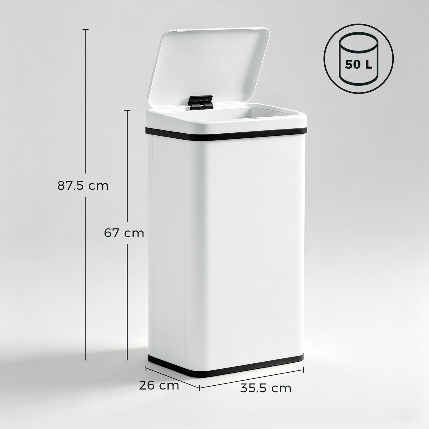 HOMCOM 50L Sensor Bin with Soft-Close Lid, Stainless Steel Automatic Touchless Motion Sensor Kitchen Bin, White