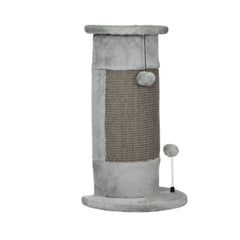 PawHut 58cm Cat Scratching Post, with Covered Plush, Play Balls, for Corner Walls - Grey