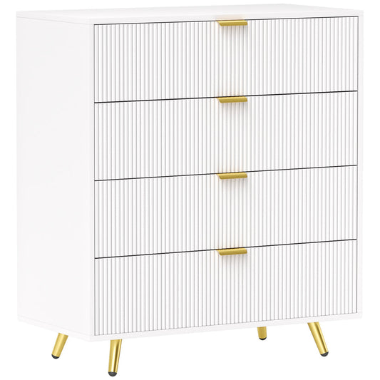 HOMCOM Elegant Four-Drawer Bedside Table - White