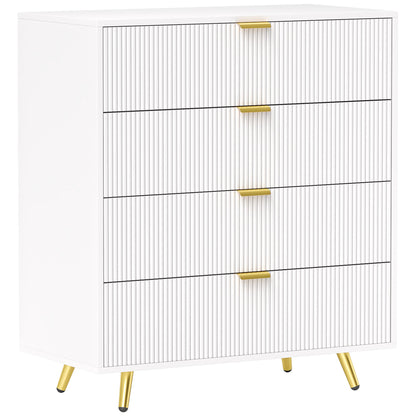 HOMCOM Elegant Four-Drawer Bedside Table - White