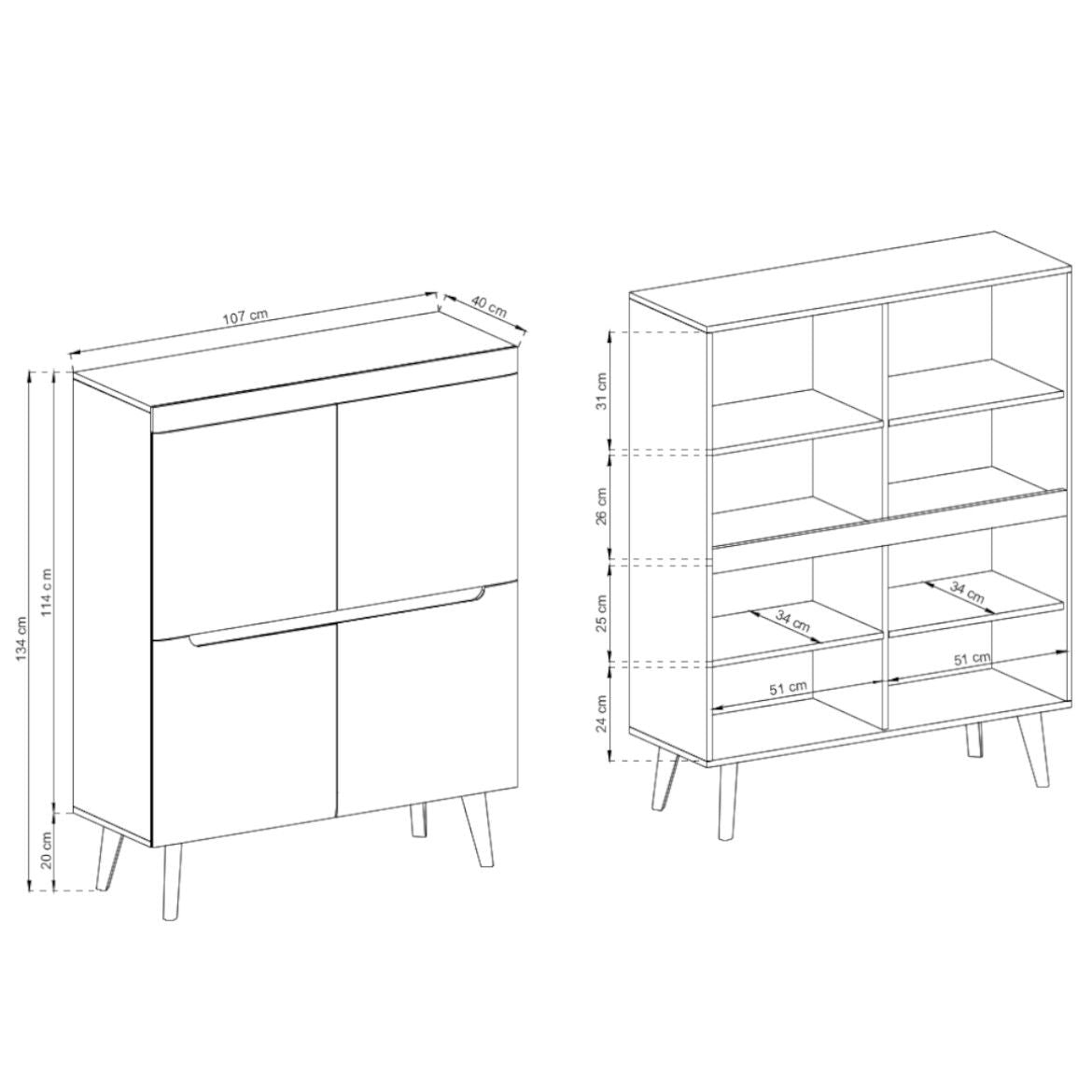 Nordi Highboard Cabinet 107cm