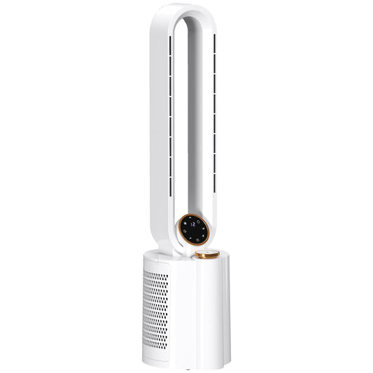 HOMCOM Multi-Mode Bladeless Tower Fan and Humidifier - White