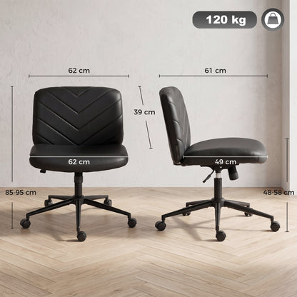 HOMCOM Home Office Desk Chair Height Adjustable Swivel Chair Cross Legged Wide Seat Swivel Wheels Black