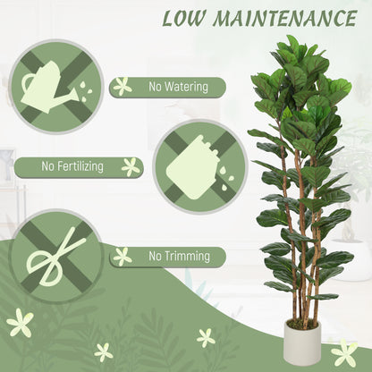 HOMCOM 180cm Artificial Fiddle Leaf Fig Tree - Green