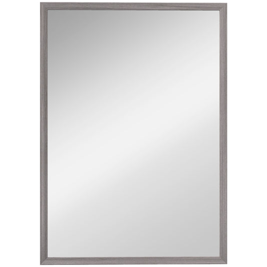 HOMCOM Wall Bathroom Mirror, 50 x 70 cm Wall-Mounted Mirror for Living Room, Bedroom, Hallway, Grey
