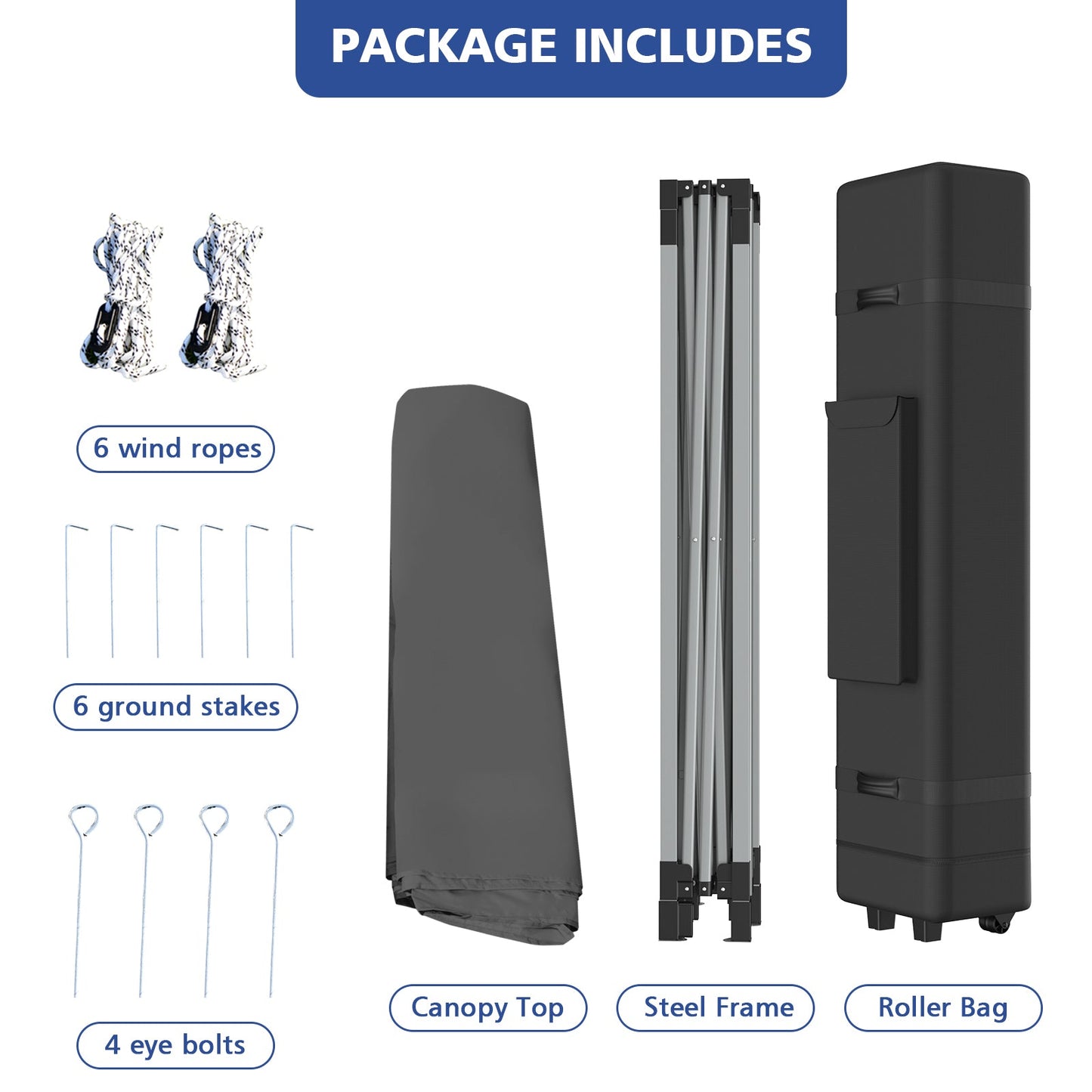 6 x 3m Pop Up Gazebo with 3 Height Positions and Wheeled Storage Bag-Grey