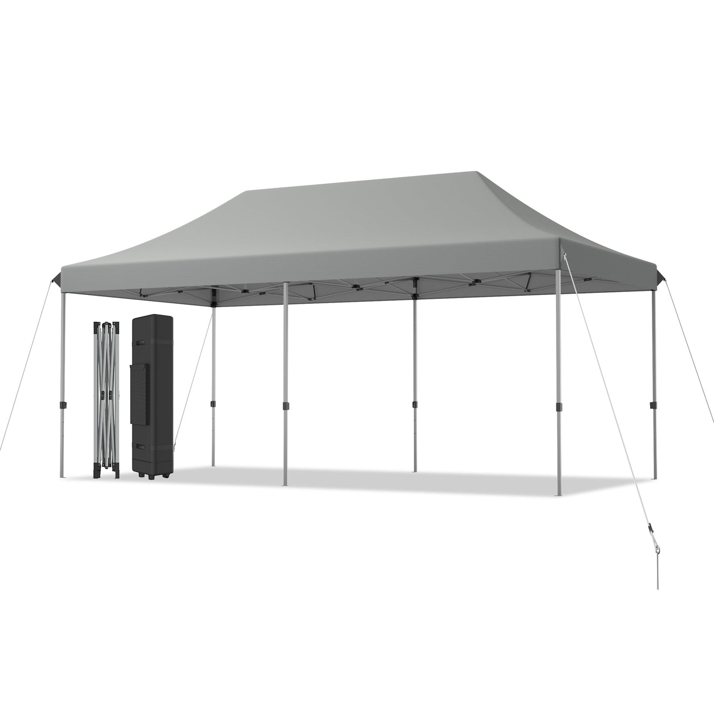 6 x 3m Pop Up Gazebo with 3 Height Positions and Wheeled Storage Bag-Grey