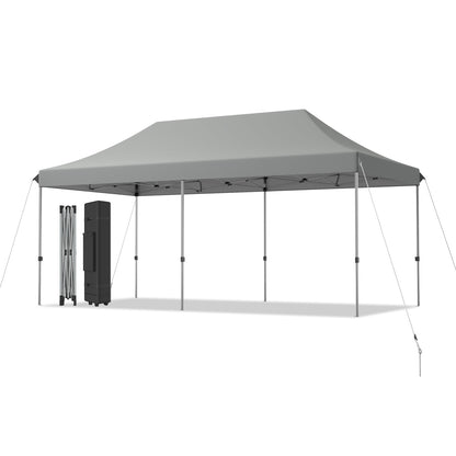 6 x 3m Pop Up Gazebo with 3 Height Positions and Wheeled Storage Bag-Grey