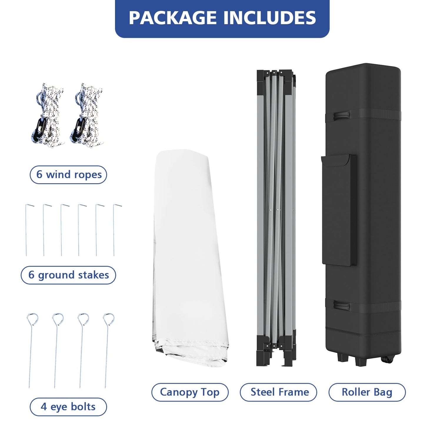 6 x 3m Pop Up Gazebo with 3 Height Positions and Wheeled Storage Bag-White