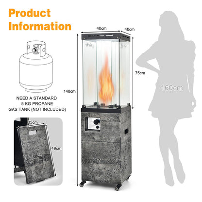 41,000 BTU Propane Patio Heater Outdoor Heater with Lockable Wheels-Dark Grey