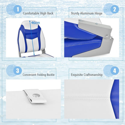 High Back Boat Seat with High-density Sponge Cushion-Blue