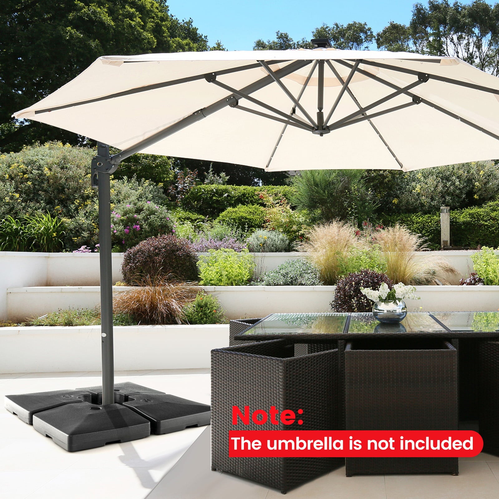 Fillable Round Umbrella Base Stand Heavy-Duty Patio Umbrella Holder