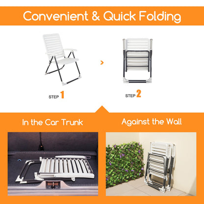 Adjustable Reclining Folding Chair with 7-Level Backrest-2 Pack
