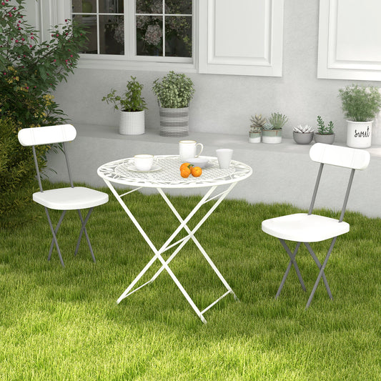 Indoor and Outdoor Metal Folding Stool with Sturdy Frame and Ergonomic Backrest-White
