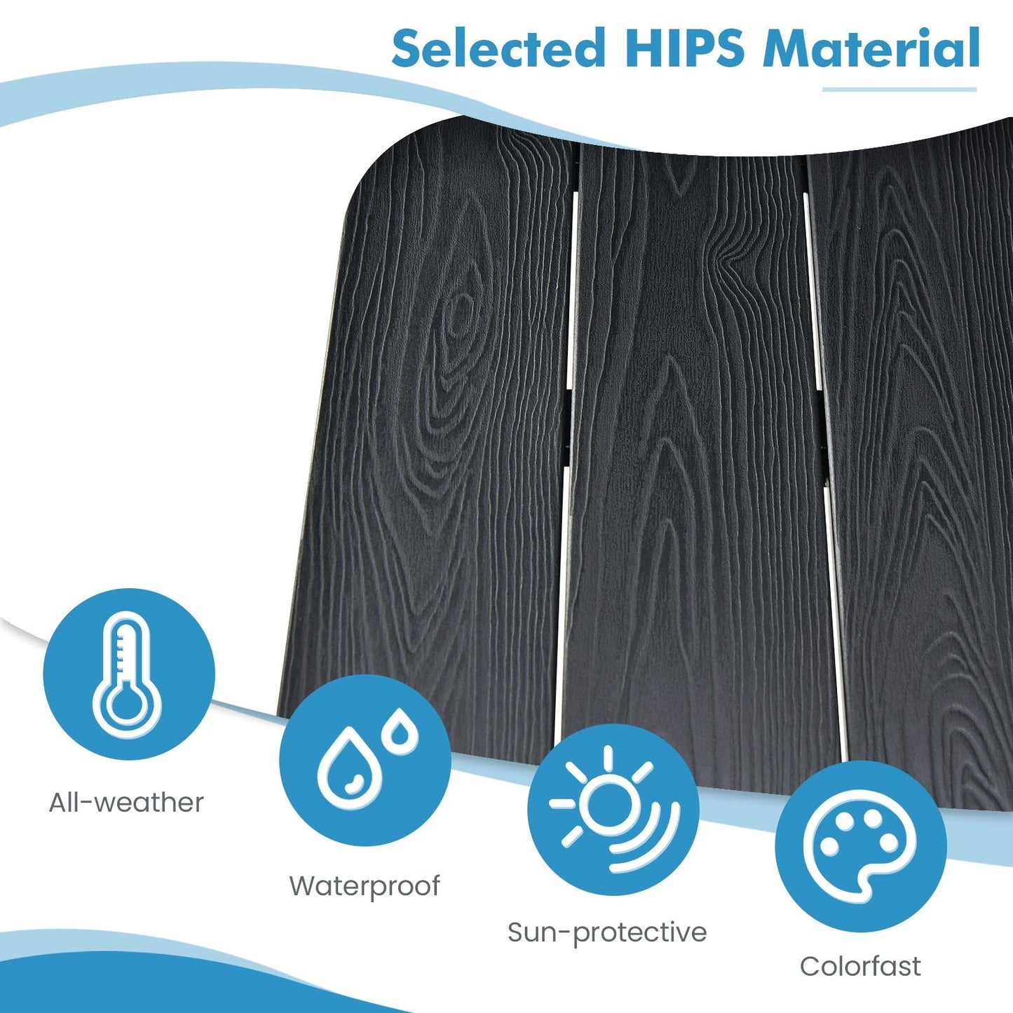 Folding Railing Table with 3-Level Adjustable Height for Patio-Black