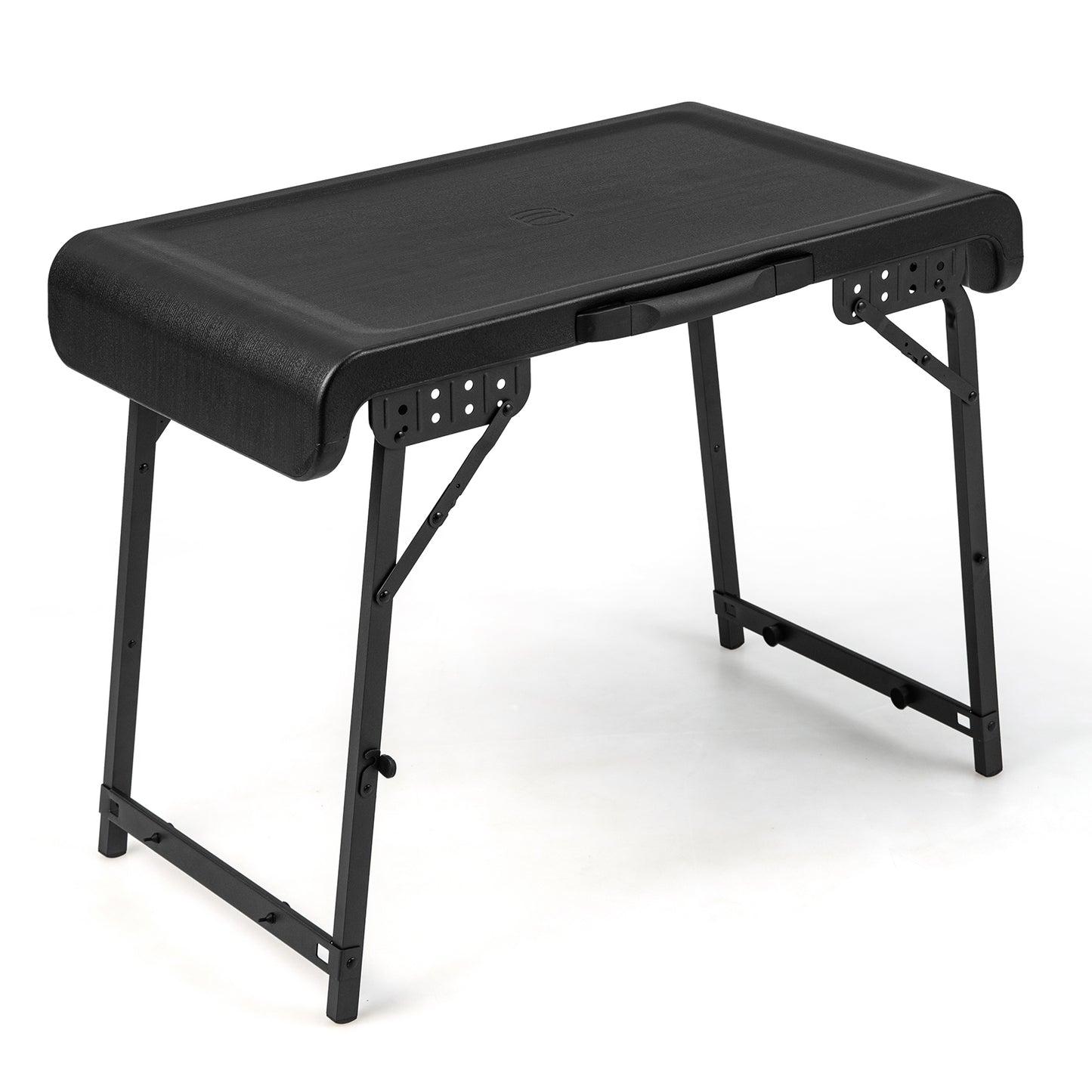 3-Piece Folding Table Stool Set with a Camping Table and 2 Retractable LED Stools-Black