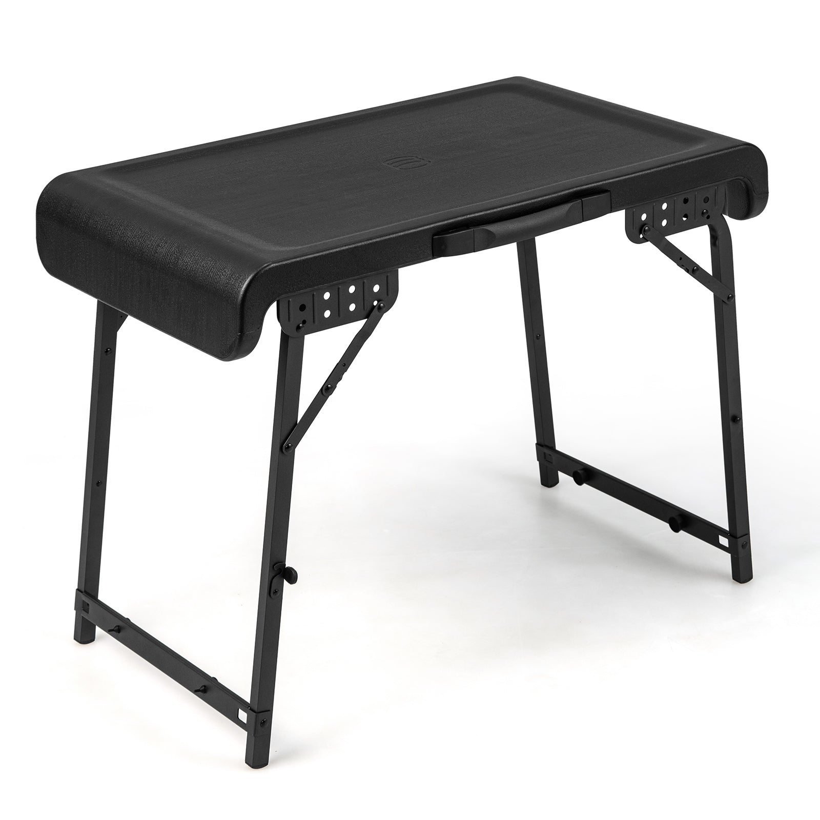 3-Piece Folding Table Stool Set with a Camping Table and 2 Retractable LED Stools-Black