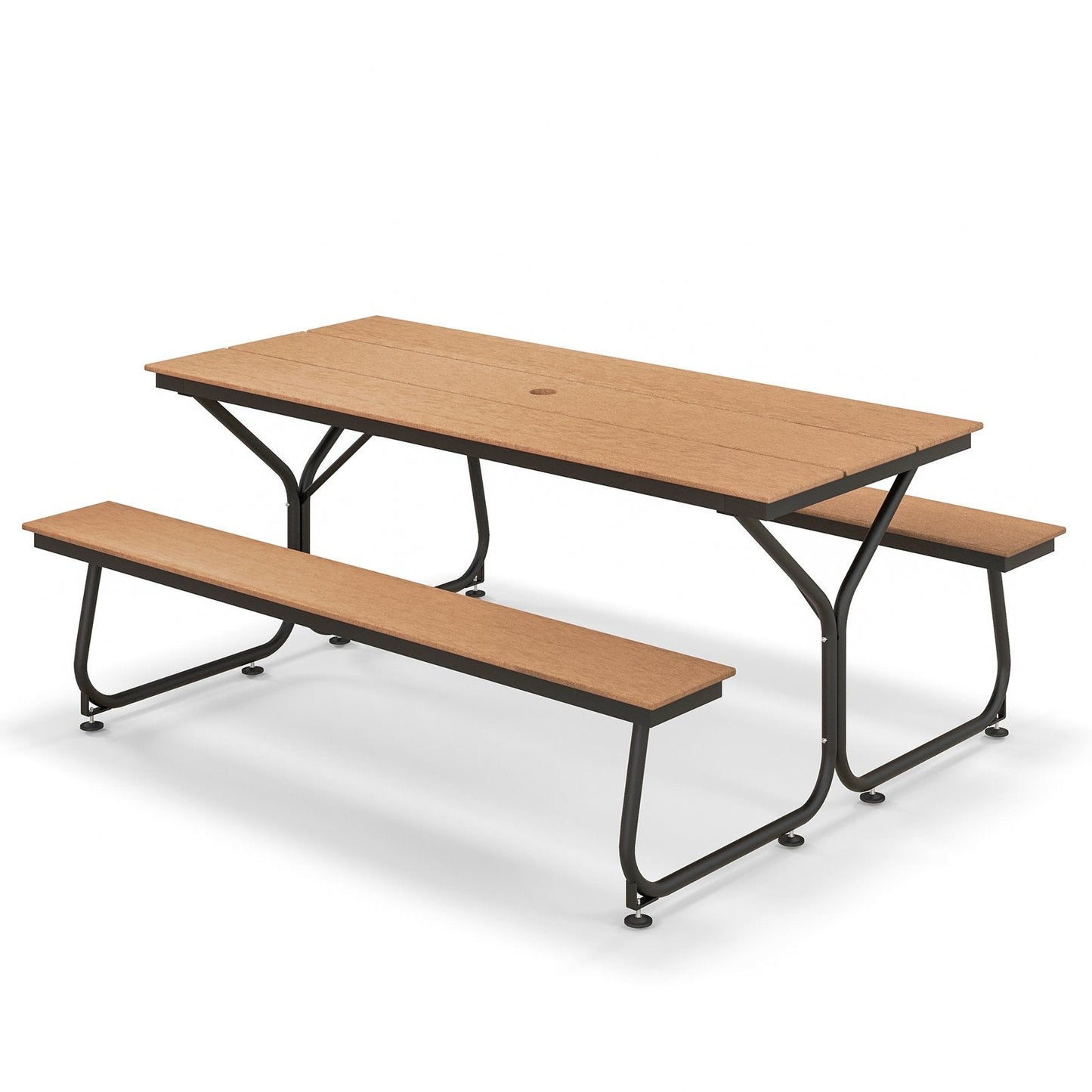 Outdoor Picnic Table Bench Set for 6-8 People-Brown