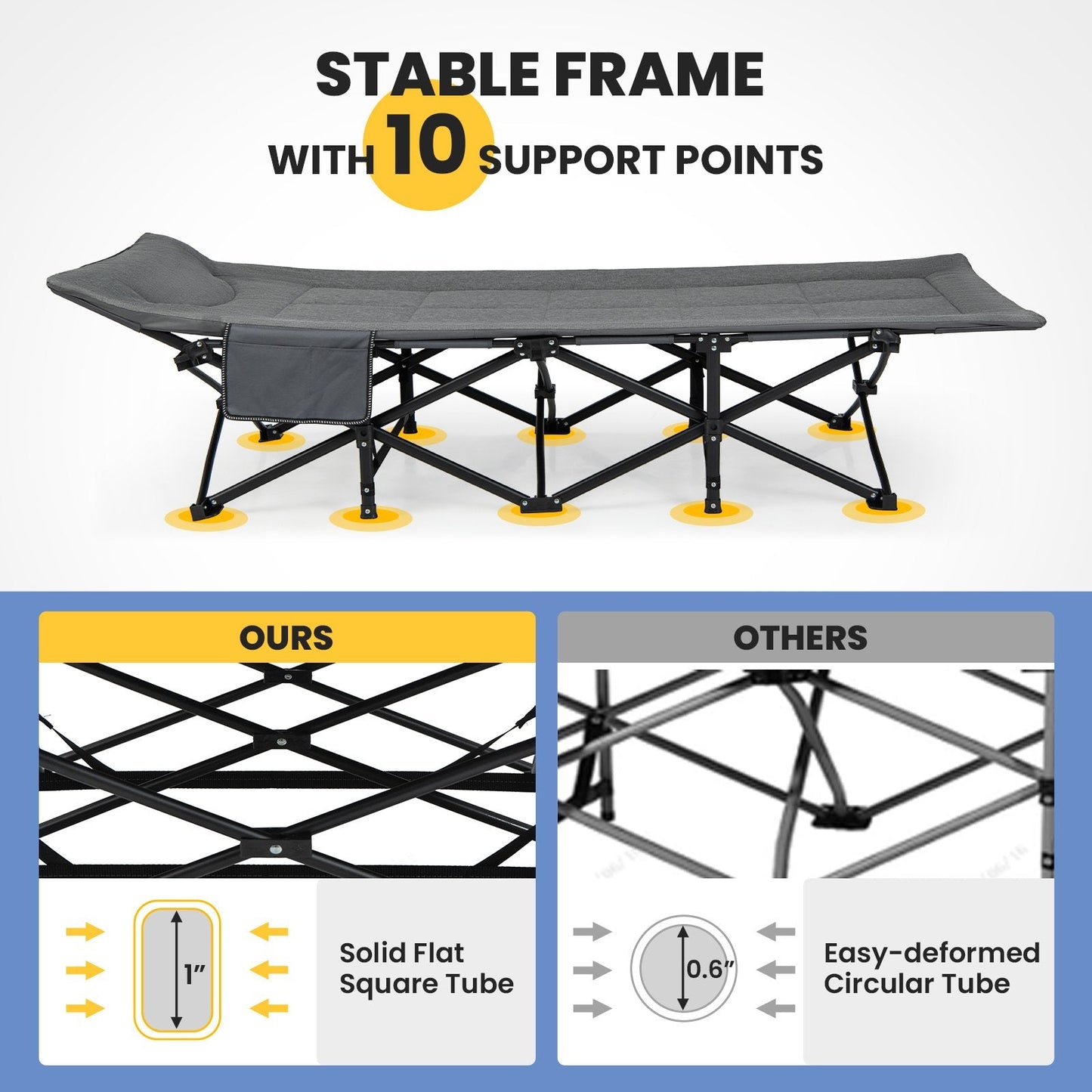 Sleeping Cot Bed with Carry Bag-Grey