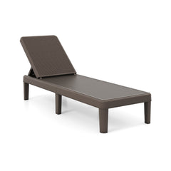 Outdoor Chaise Lounger Chair 4-Position Reclining Chair with Waterproof Rattan Textured PP Surface-Brown