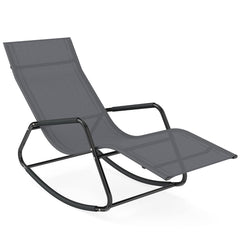 Outdoor Rocking Chair and Patio Lounge Chair with Curved Armrests and Back Support Bar for Garden-Grey