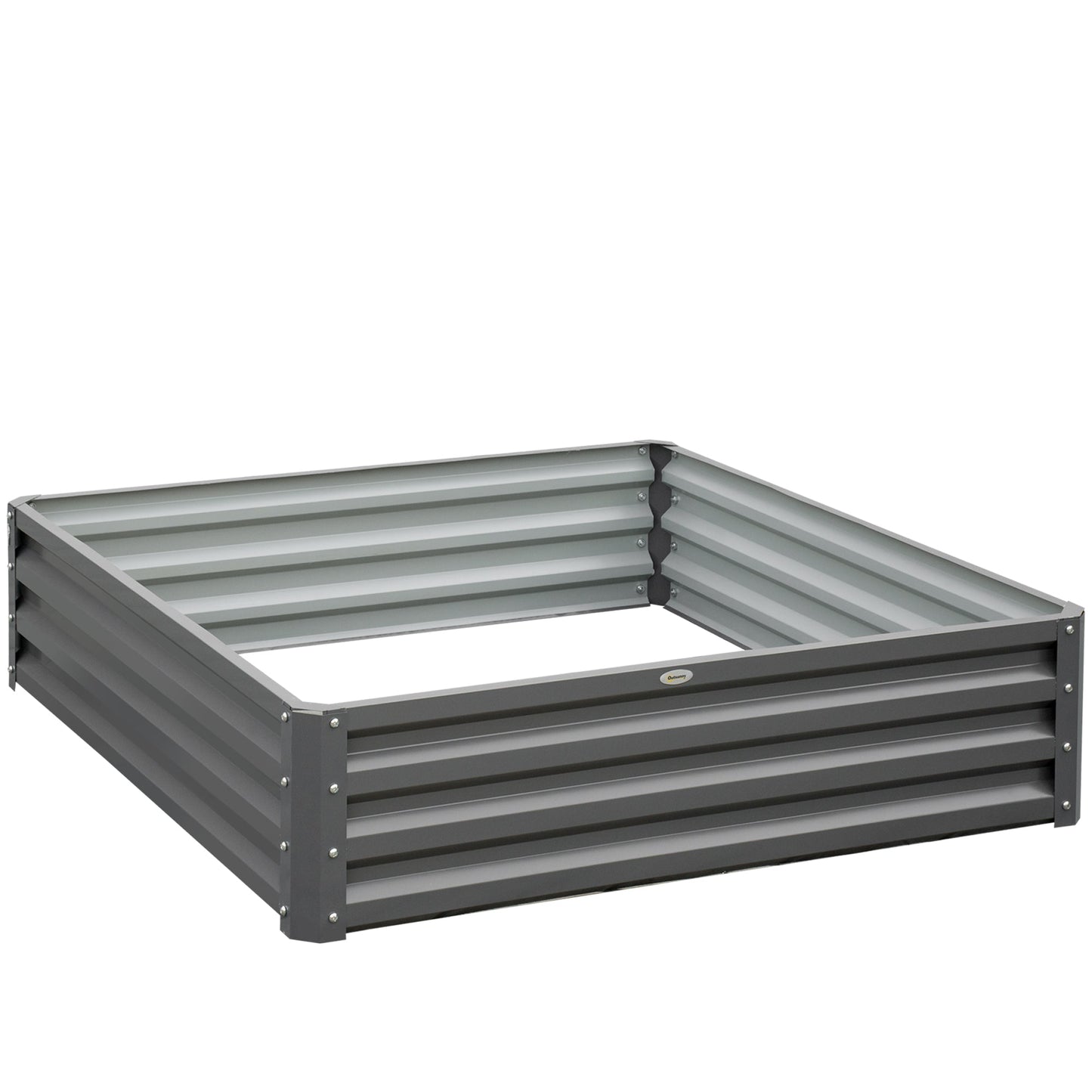 Outsunny 432L Square Raised Garden Bed Box Steel Frame for Vegetables, Flowers and Herbs, 120 x 120 x 30cm, Light Grey